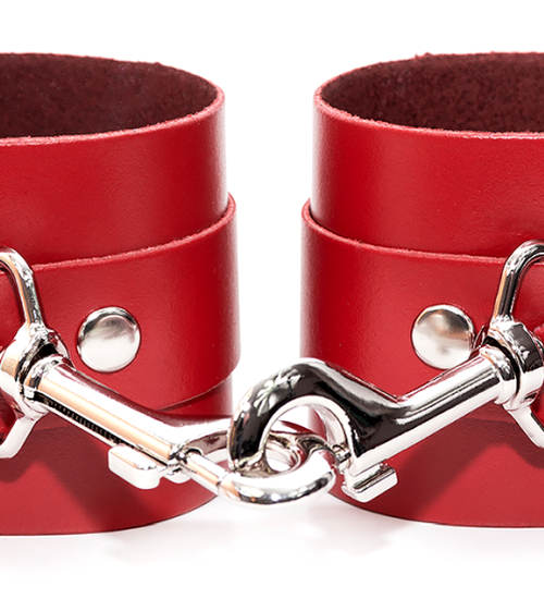 Široká červená kožená pouta