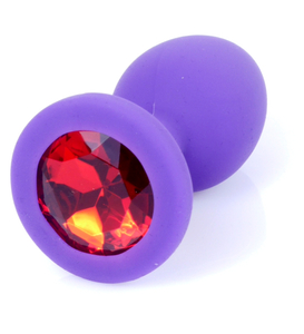 Fialová silikonová zátka s červeným krystalem