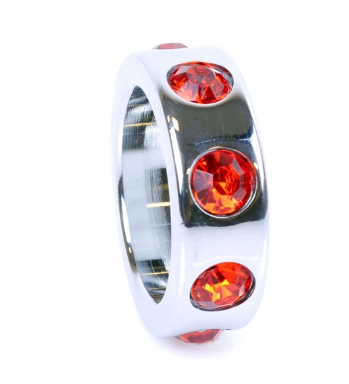 Kovový prsten s červenými diamanty - malý