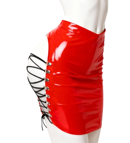 Lesklá sukně se šněrováním vzadu