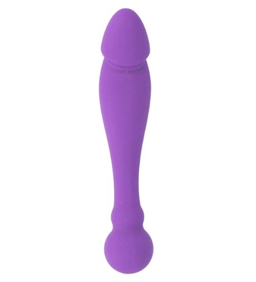 Flexibilní fialové oboustranné dildo