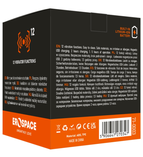 Diskrétní masturbátor Erospace - 12 vibrací