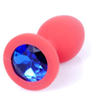 Červená silikonová zátka s modrým krystalem