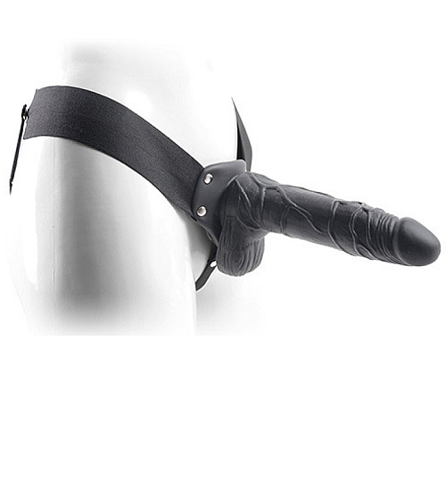 Černá protéza penisu s varlaty - Real Rapture - 20,5 cm