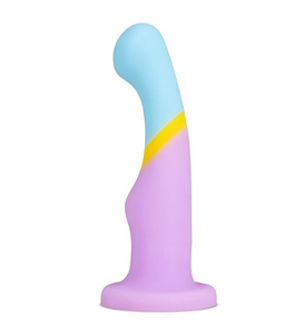 Tříbarevné dildo z měkkého silikonu