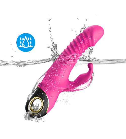 Růžový vibrátor se zajíčkem - žebrovaný