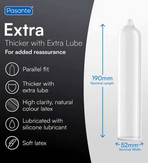 Extra lubrikované kondomy Pasante Extra 3 ks