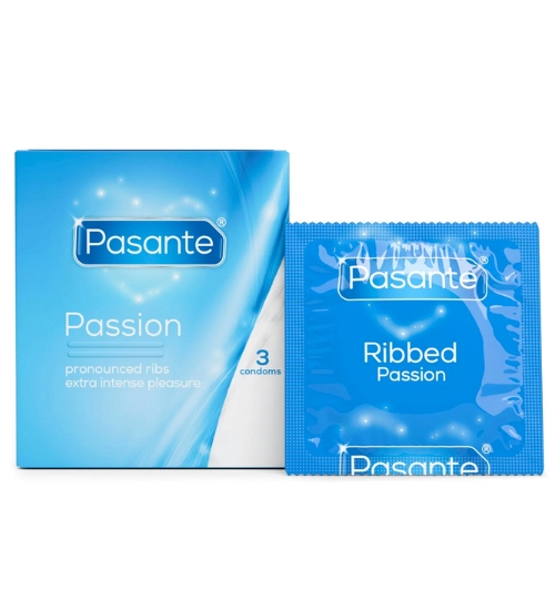 Vroubkované kondomy Pasante Passion 3 ks