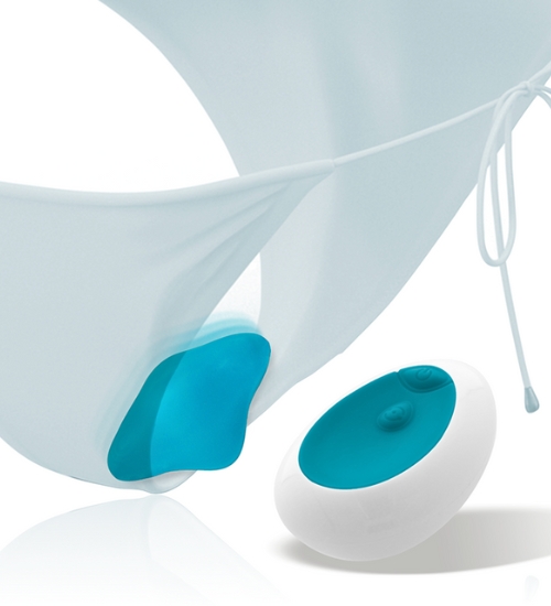 Tyrkysový kalhotkový vibrátor s dálkovým ovládáním