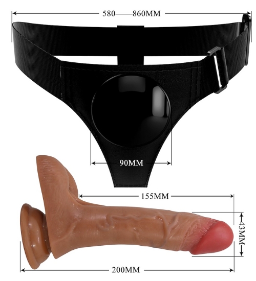 Realistické dildo s funkcí vibrací a výstřiku + pás