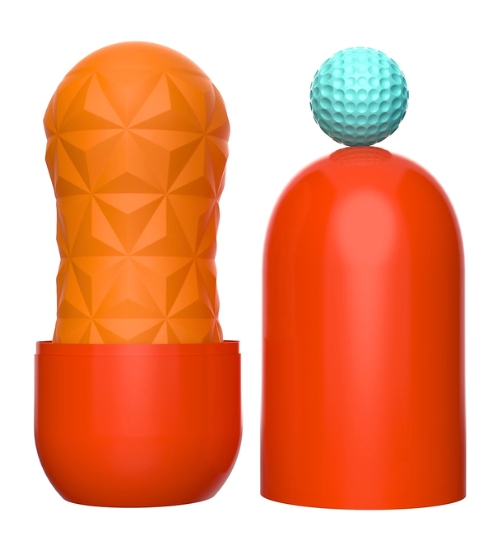 Oranžový masturbátor s kuličkou 360