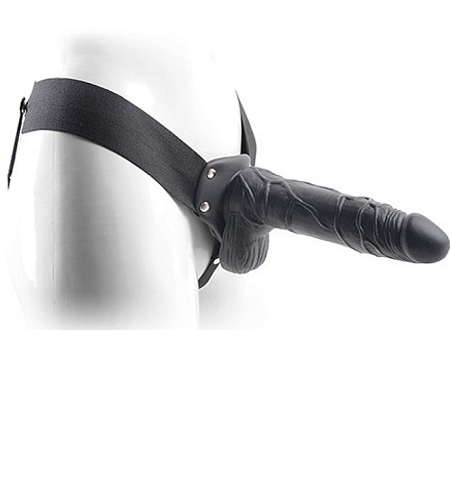 Černá penisová protéza s vibracemi - Real Rapture - 16,8 cm