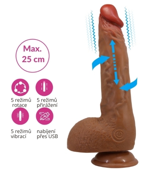 Realistický rotační vibrátor s přísavkou