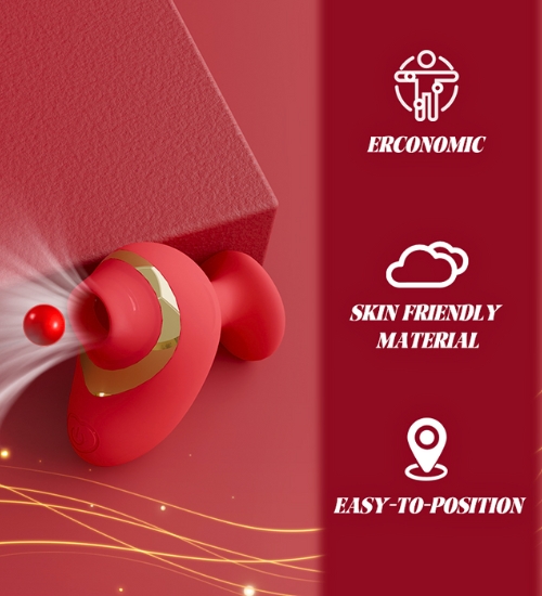 Červený masážní strojek na klitoris s srdíčkem