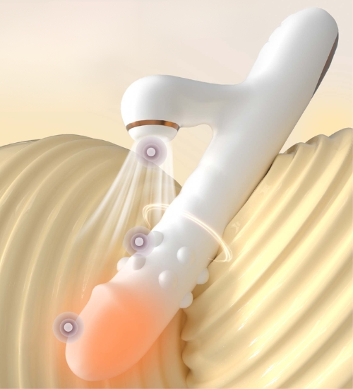 Bílý vibrátor s rotací a jazykem