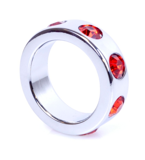 Kovový prsten s červenými diamanty - malý