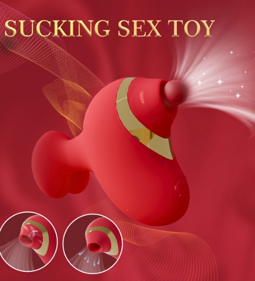 Červený masážní strojek na klitoris s srdíčkem