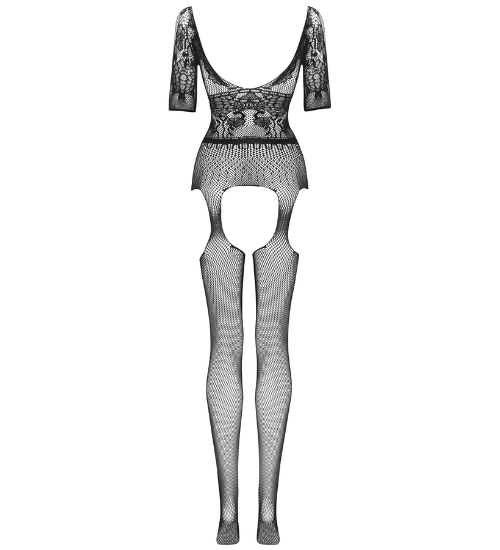 Černé bodystocking s hlubokým výstřihem