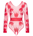 Červené síťované body s dlouhými rukávy Regina