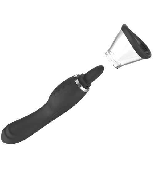 Vibrátor s jazýčkem a funkcí sání
