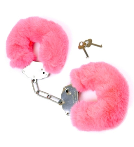 Pouta s huňatou růžovou kožešinou