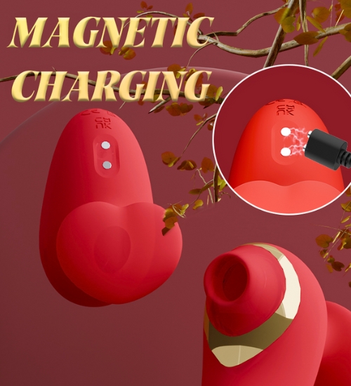 Červený masážní strojek na klitoris s srdíčkem