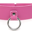 Růžový kožený choker s držákem na šňůrku