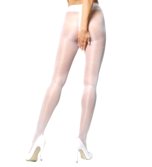 Koketní bílé punčocháče s dírou