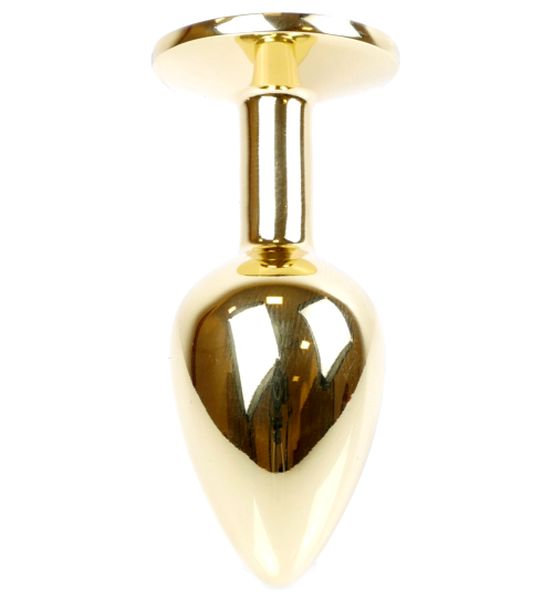 Zlatý anální kolík s růžovým krystalem