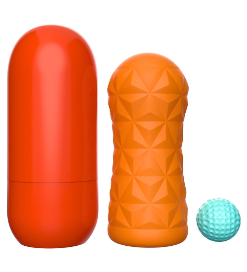 Oranžový masturbátor s kuličkou 360