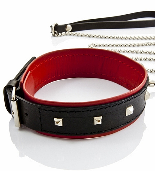 Kožený obojek s řetízkem - pro ni