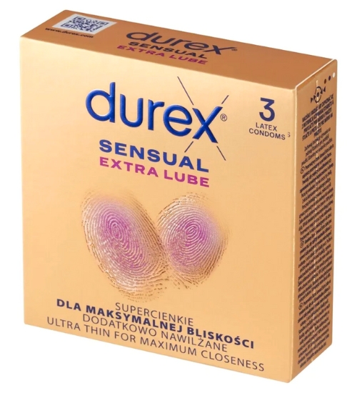 Ultratenké Durex Sensual Extra Lube 3 ks