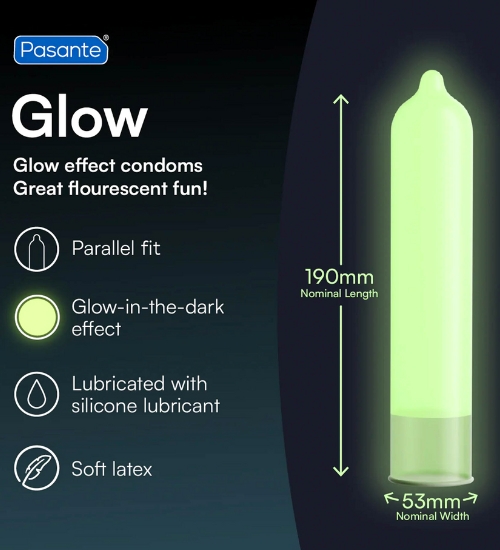 Svítící kondomy Pasante Glow 3 ks
