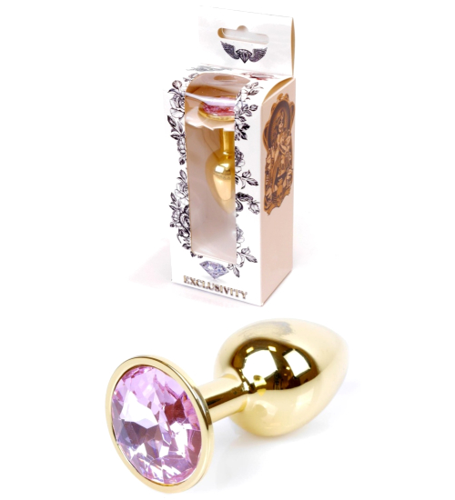 Zlatý anální kolík s růžovým krystalem