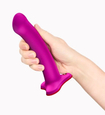 Hladké růžové dildo s červenou přísavkou