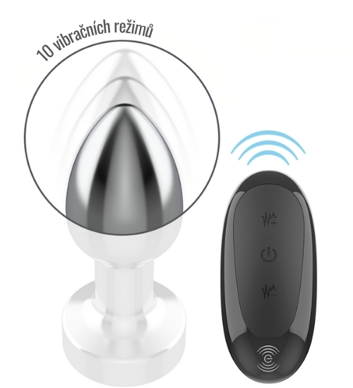 Metalová anální zátka s bezdrátovým ovladačem