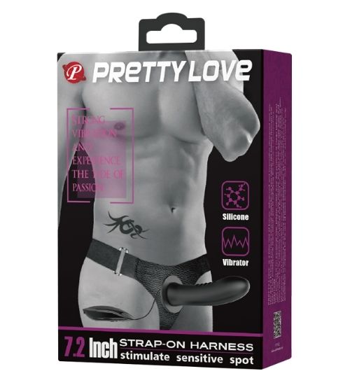 Černý silikonový vibrační strap-on s kabelovým ovladačem