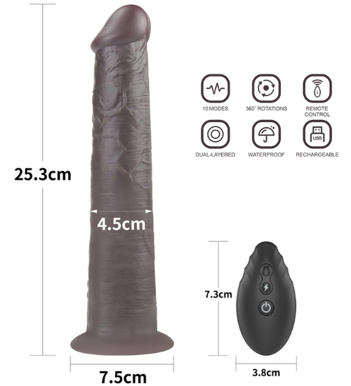 Tmavé dildo s bezdrátovým dálkovým ovládáním