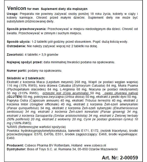Venicon pro silnou erekci - 4 tablety.