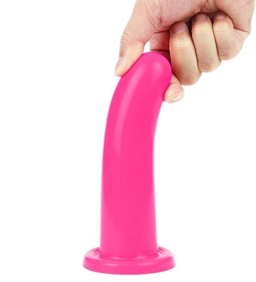 Růžové silikonové dildo s plochou základnou