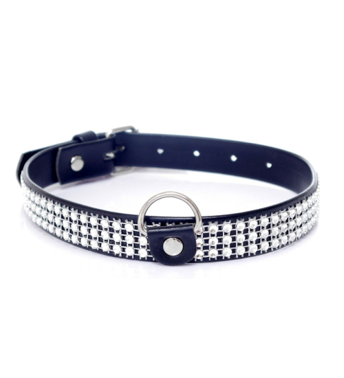 Černý nastavitelný límec s flitry