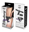 Dvojitý fialový strap-on s regulací vibrací