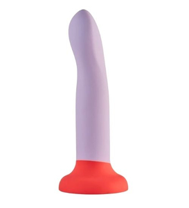 Pružné fialové dildo s červenou přísavkou