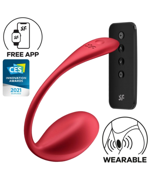 Vibrační červené vajíčko Satisfyer – ovladač + aplikace