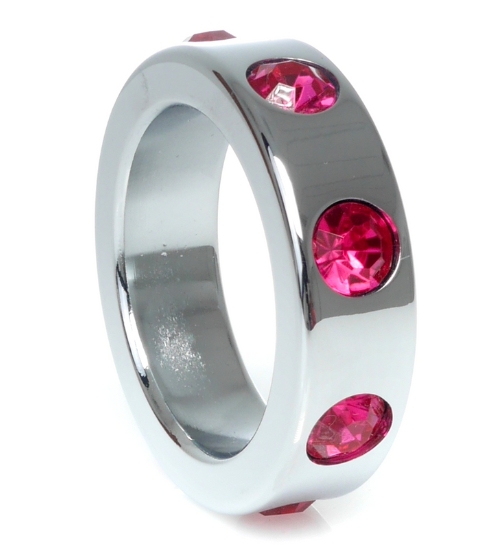 Velký kovový prsten s růžovými diamanty