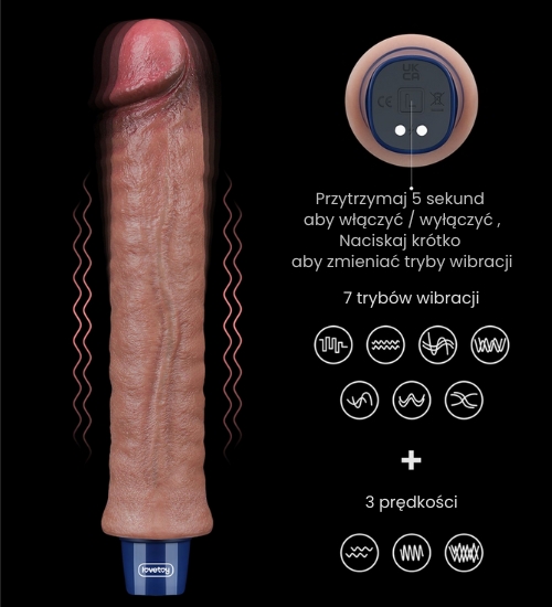 Šikovný realistický vibrátor 22 cm