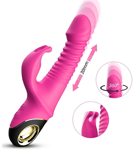 Růžový vibrátor se zajíčkem - žebrovaný