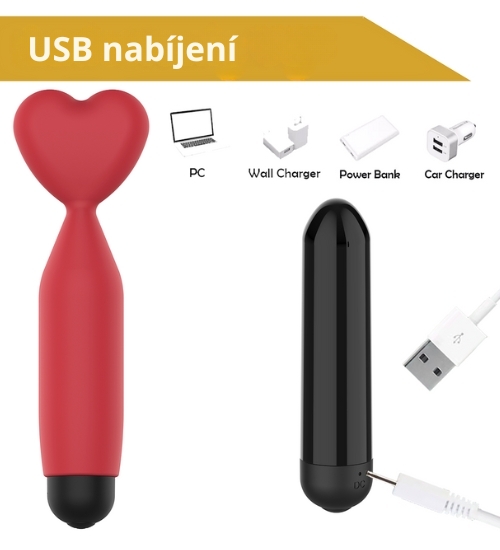 Mini masážní přístroj na klitoris - vibrační srdce