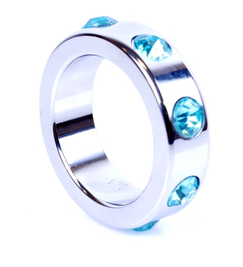 Kovový střední prsten s modrými diamanty