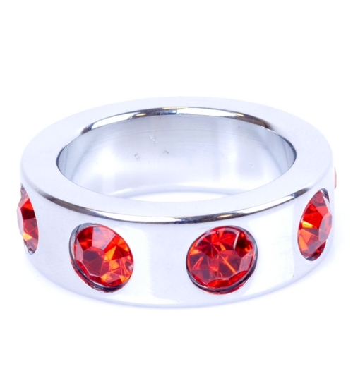 Kovový prsten s červenými diamanty - malý